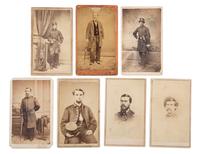 [CIVIL WAR]. A group of 7 unidentified Naval officers, 6 with western Brown Water Navy back marks, comprising: