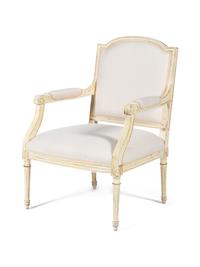 A Louis XVI Style White Painted Fauteuil