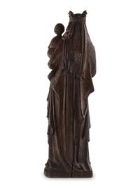 A Carved Oak Figural Group of the Madonna and Child