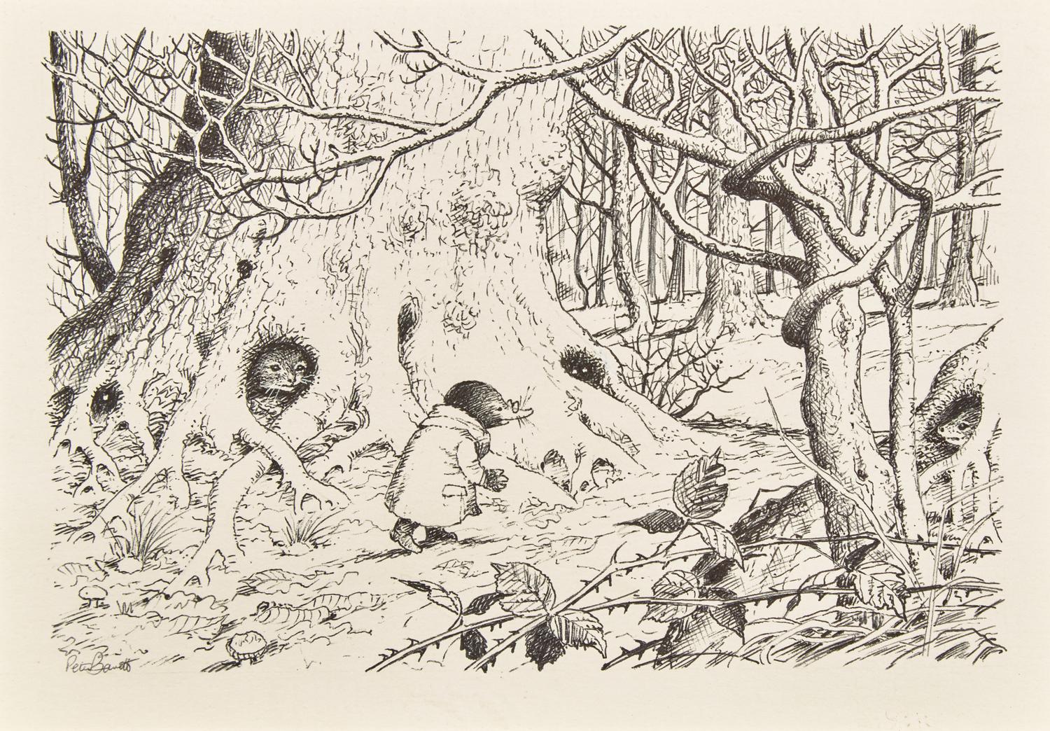 Pair of Original Black and White Ink illustrations for The Wind in the Willows