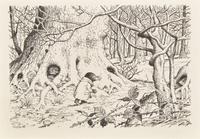 Pair of Original Black and White Ink illustrations for The Wind in the Willows