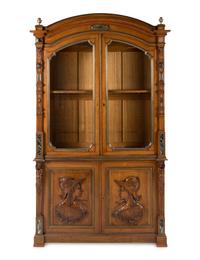 A French Renaissance Revival Mahogany and Marble-Inset Cabinet
