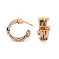 CARTIER, YELLOW GOLD AND STEEL HOOP EARRINGS