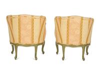 A Pair of Louis XV Style Painted Cove Back Chairs with Scalamandré Silk Damask Upholstery