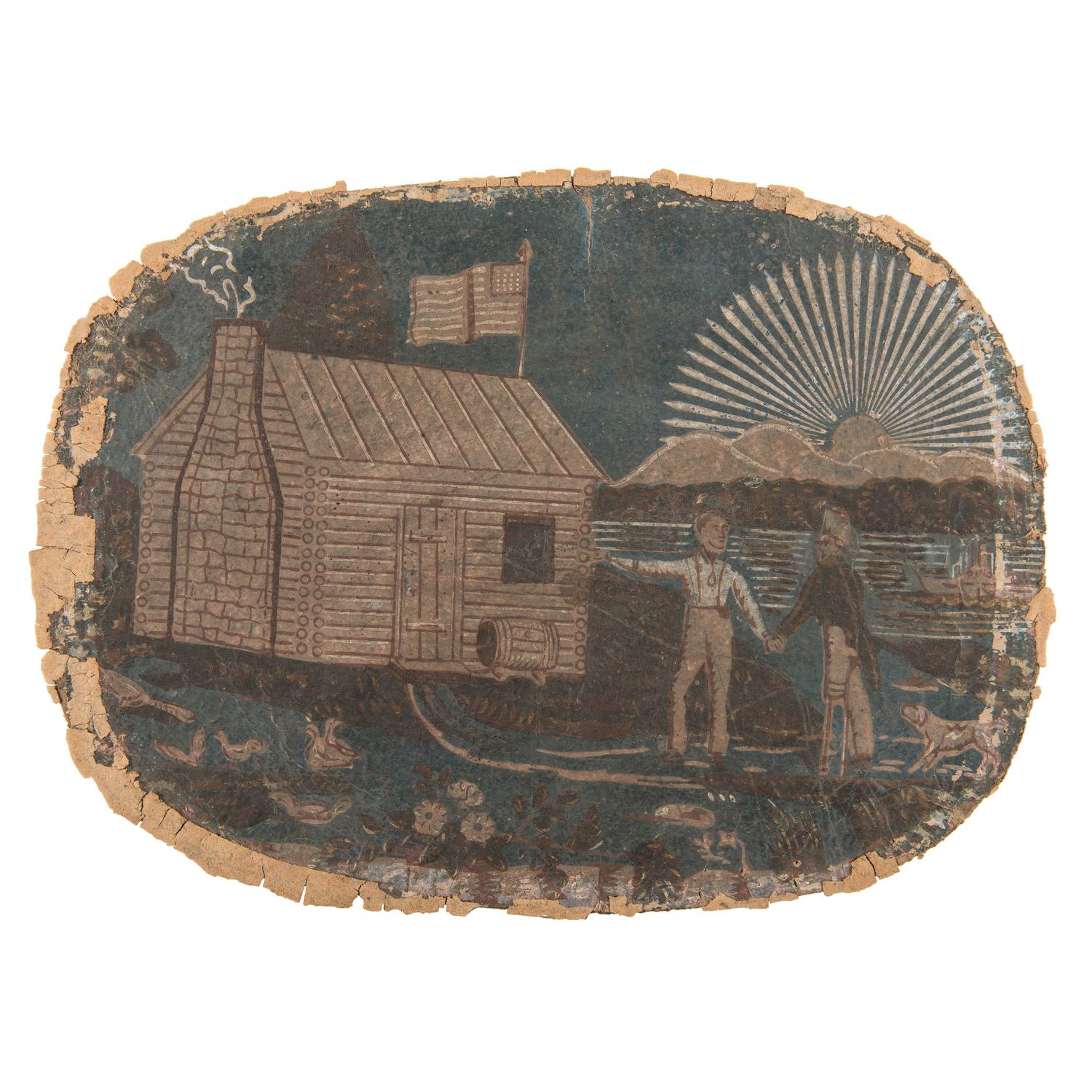 William Henry Harrison 1840 Campaign Illustrated Band Box Lid