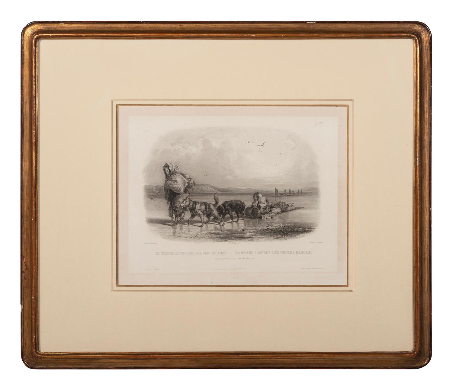 BODMER, Karl (1809-1893). ACKERMANN & Co., publisher. Dog-Sledges of the Mandan Indians.