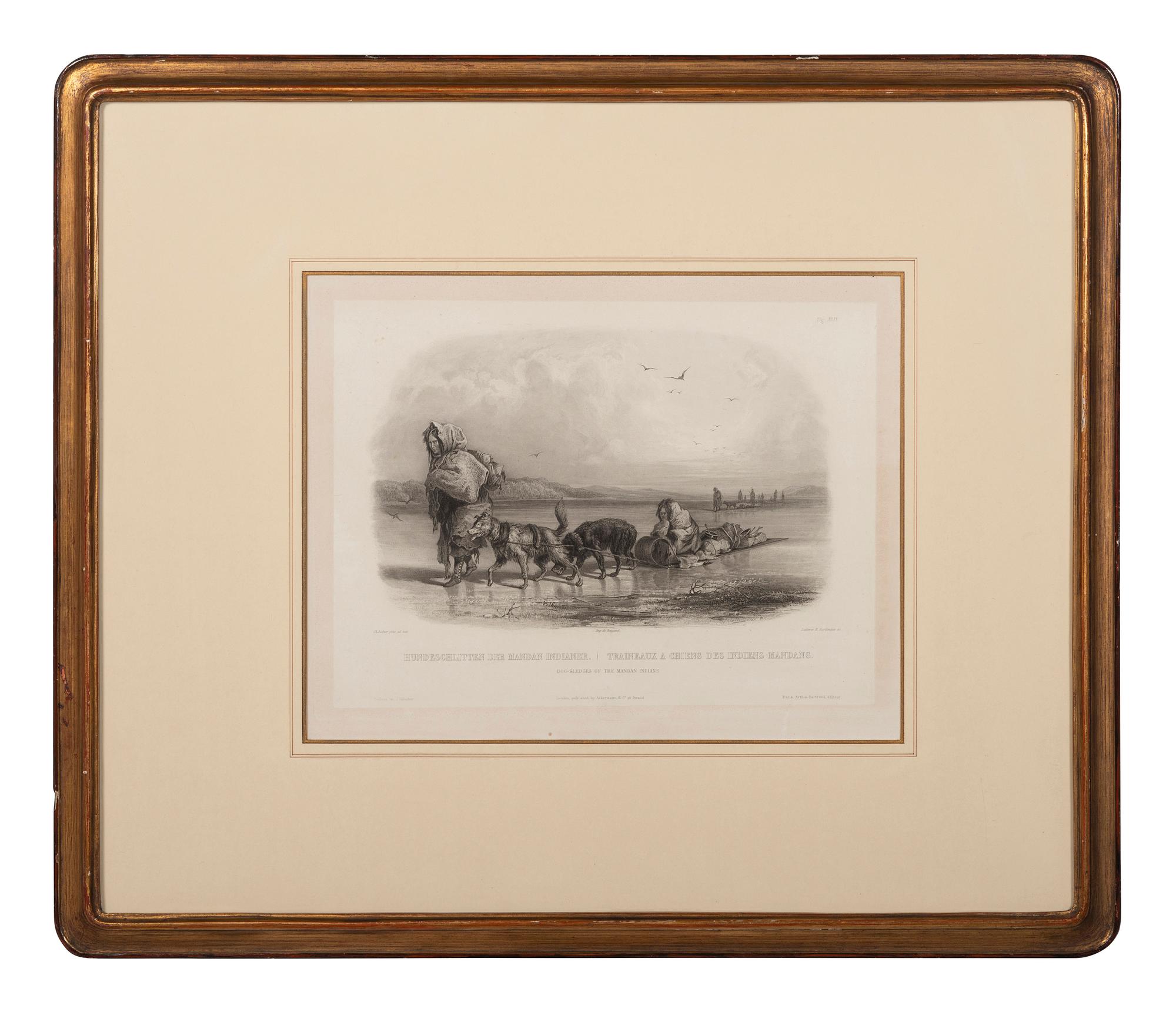 BODMER, Karl (1809-1893). ACKERMANN & Co., publisher. Dog-Sledges of the Mandan Indians.
