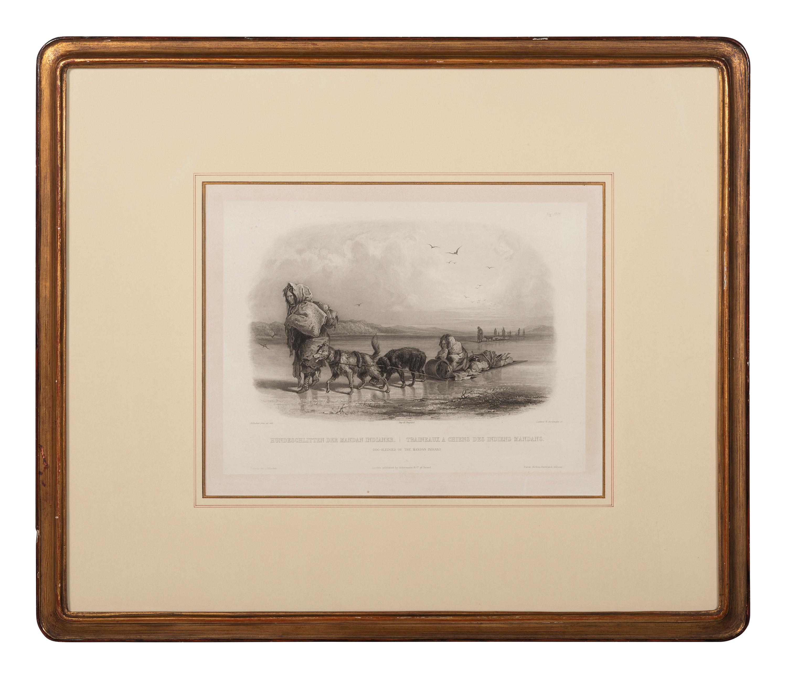 BODMER, Karl (1809-1893). ACKERMANN & Co., publisher. Dog-Sledges of the Mandan Indians.