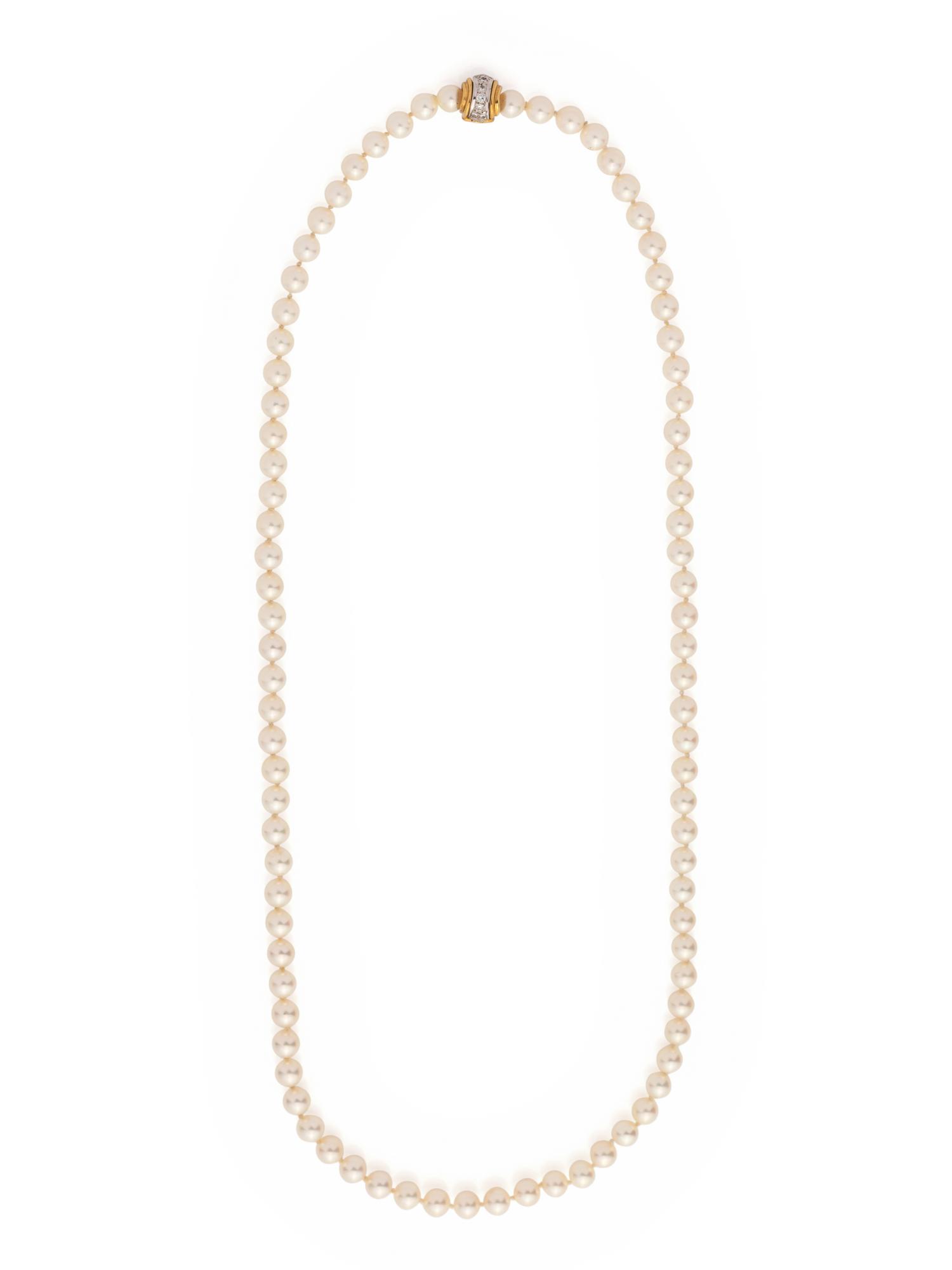 CULTURED PEARL AND DIAMOND NECKLACE