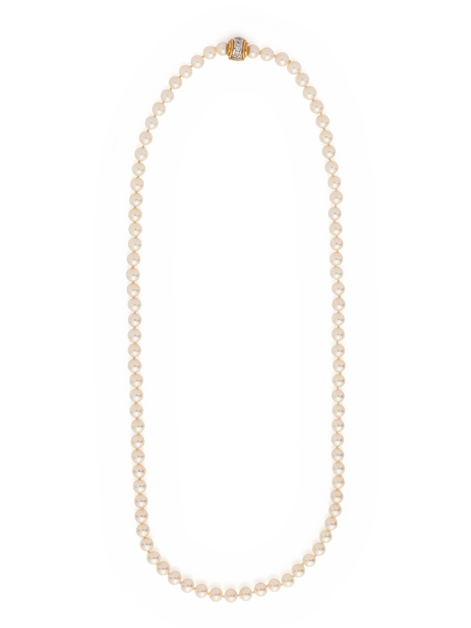 CULTURED PEARL AND DIAMOND NECKLACE