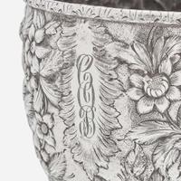 A coin silver floral repoussé vase William and Archibald Cooper, Cincinnati, OH (active 1836-1837) and Louisville, KY (active 1837-1846), circa 1840