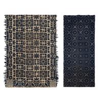Two Jacquard Woven Cotton and Wool Coverlets