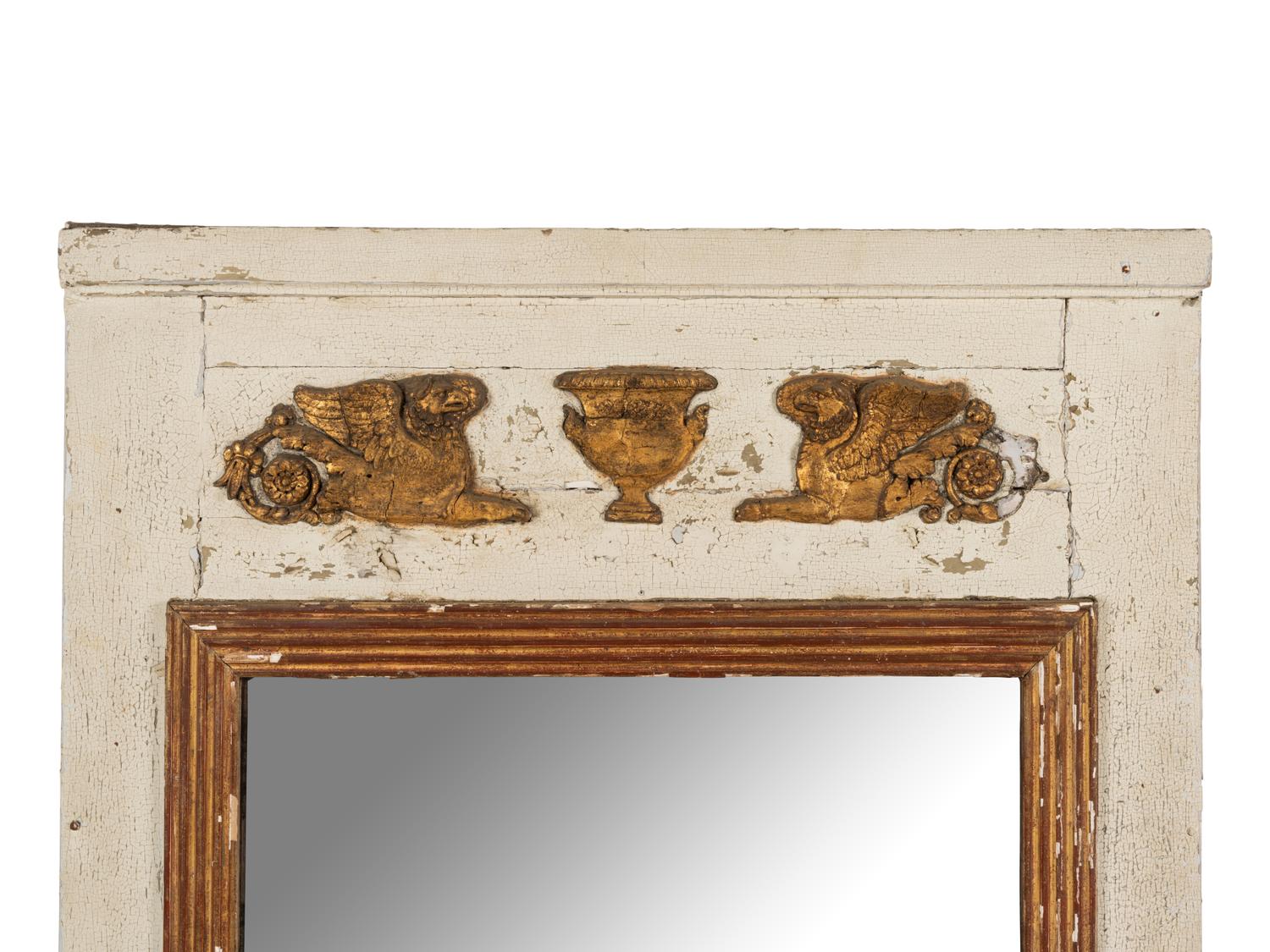 An Empire Style Painted and Parcel Gilt Mirror