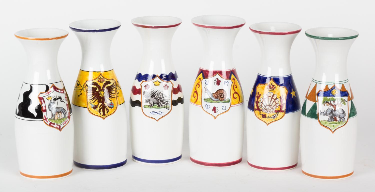 Fourteen Italian Siena Pottery Carafes Height 8 3/4 inches (each).