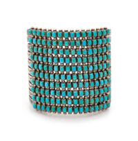 Zuni Silver and Petit Point Turquoise Cuff Bracelet