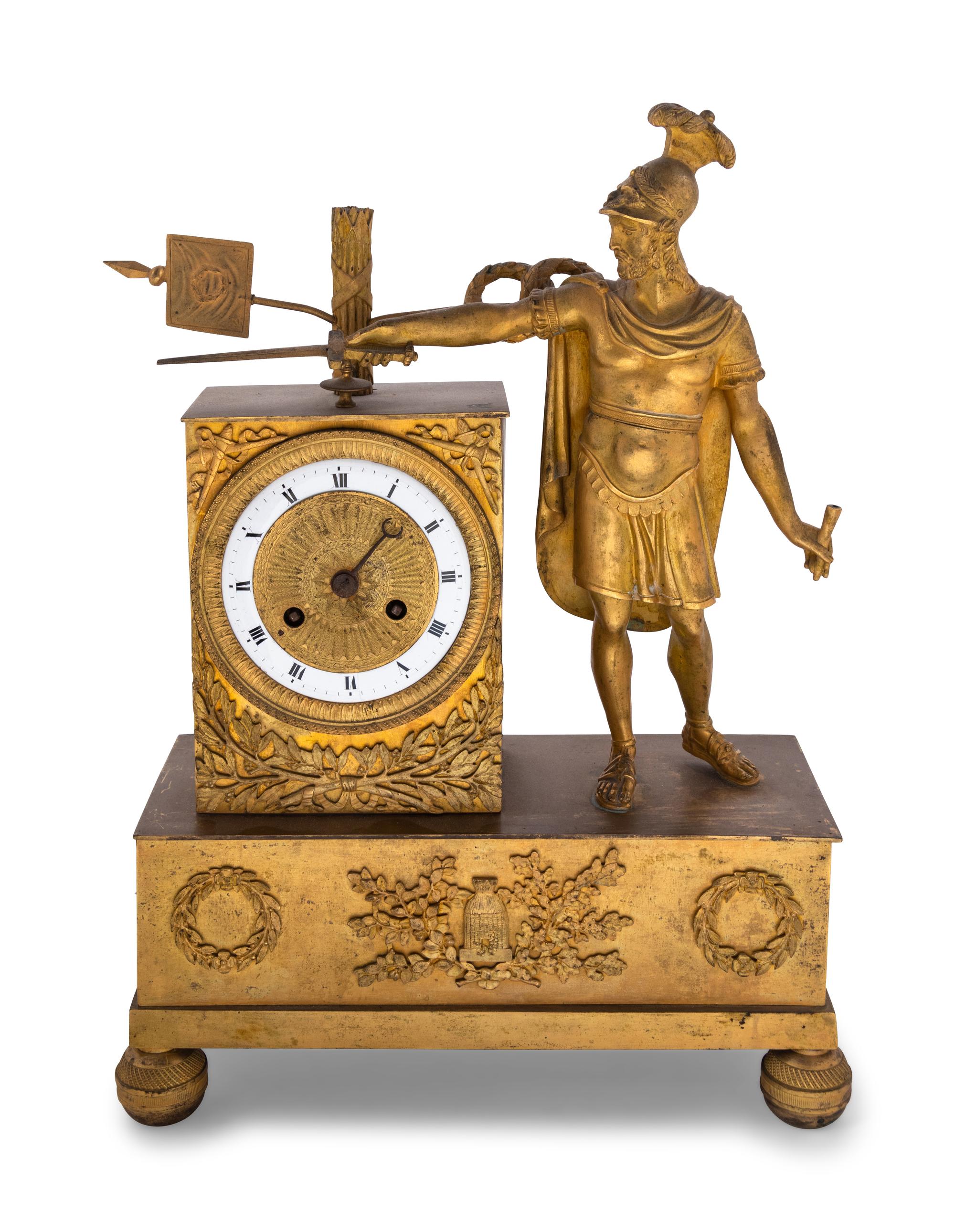An Empire Gilt Bronze Mantel Clock
