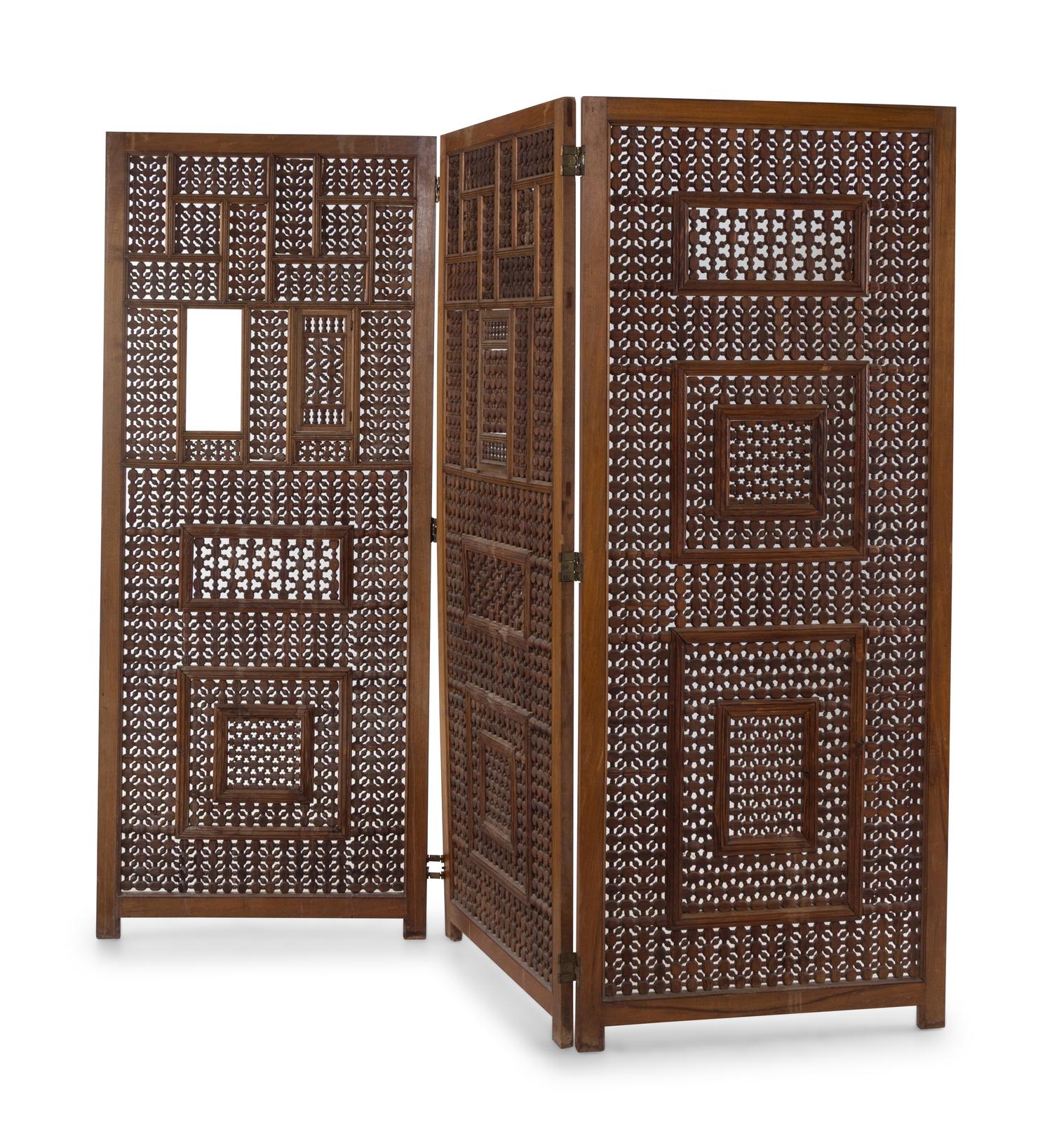 An Ottoman Three-Panel Floor Screen