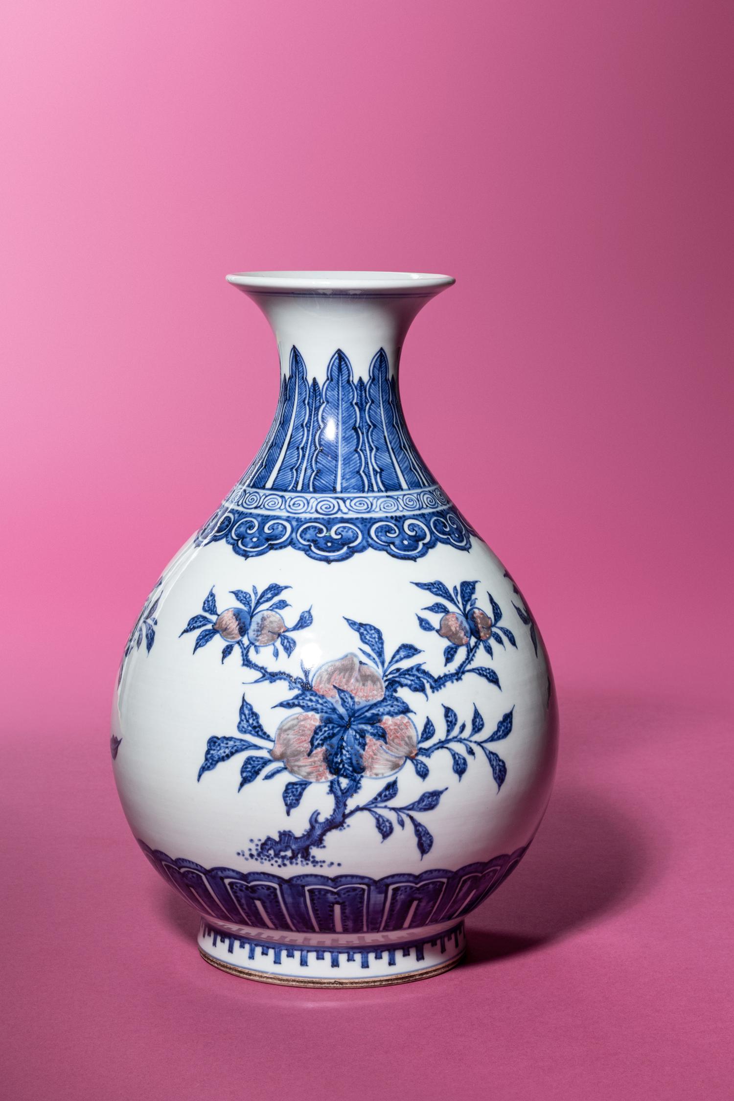 An Iron-Red and Underglaze Blue Porcelain Vase, Yuhuchunping