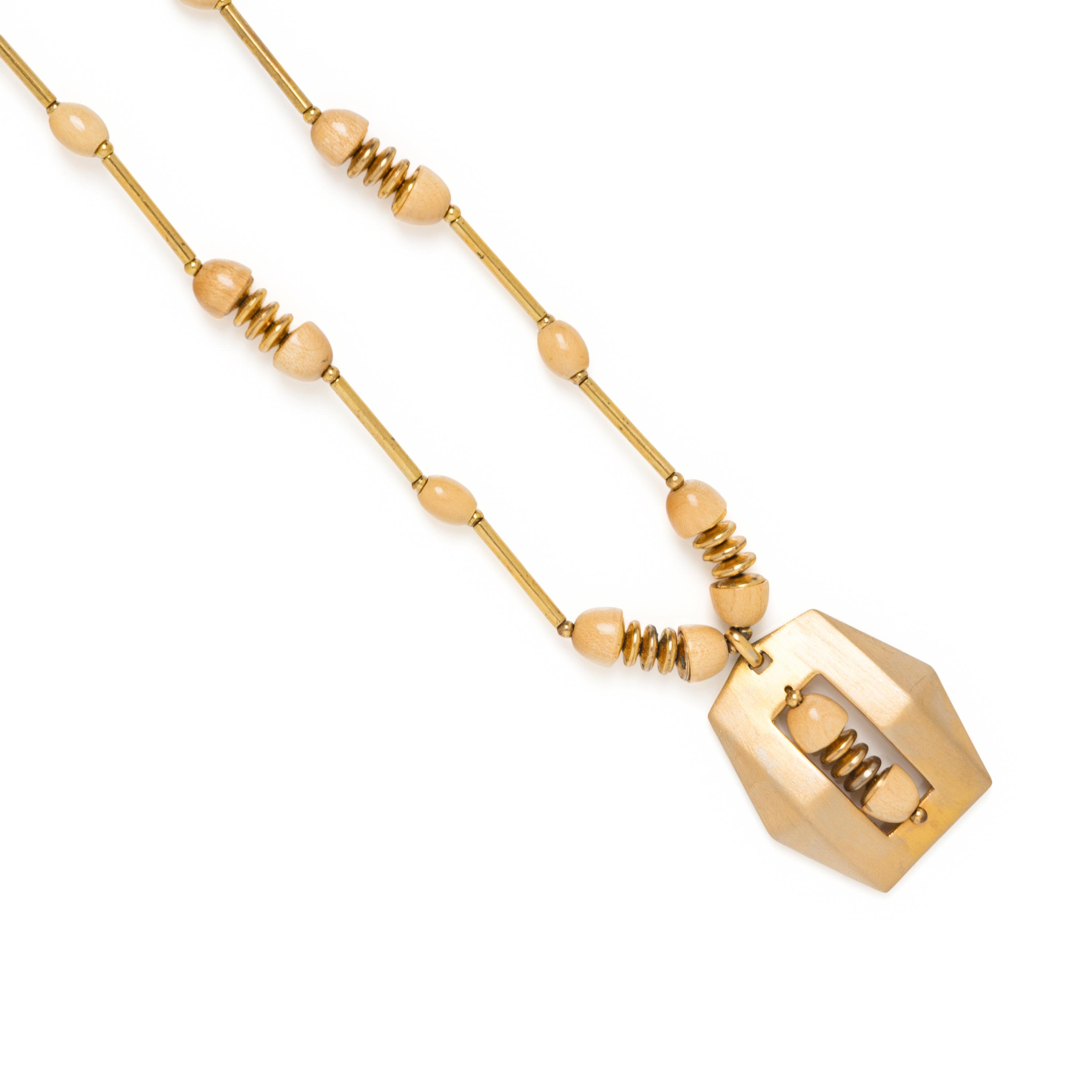 Pierre Cardin, Wood & Metal Necklace