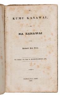 [Hawaii Constitution]. Ke Kumu Kanawai, a me na Kanawai o ko Hawaii Pae Aina. Ua Kauia i ke kau in Kamehameha III . Honolulu, Oahu: [Mission Press]. 1841.
