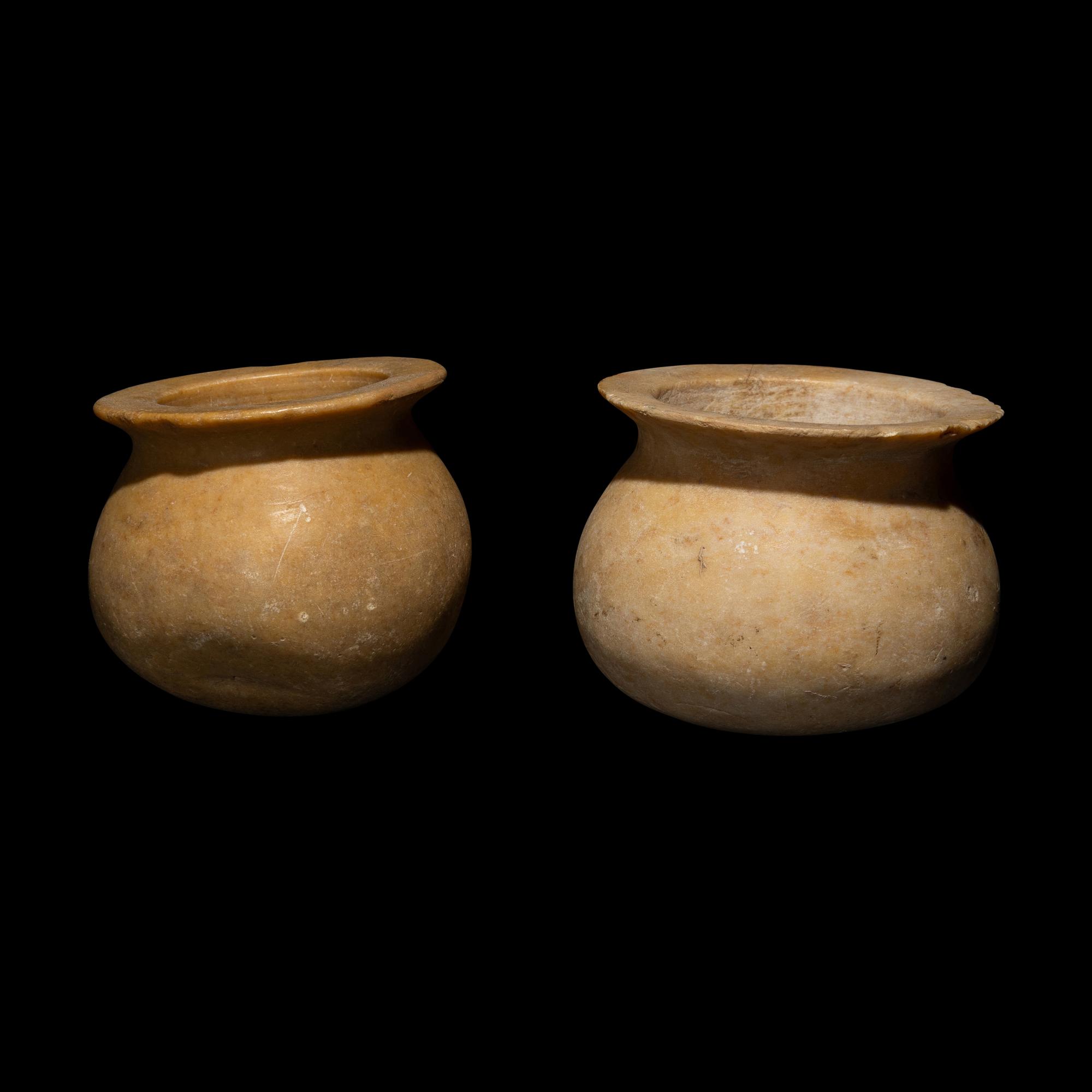 Two Near Eastern Marble Cosmetic Vessels