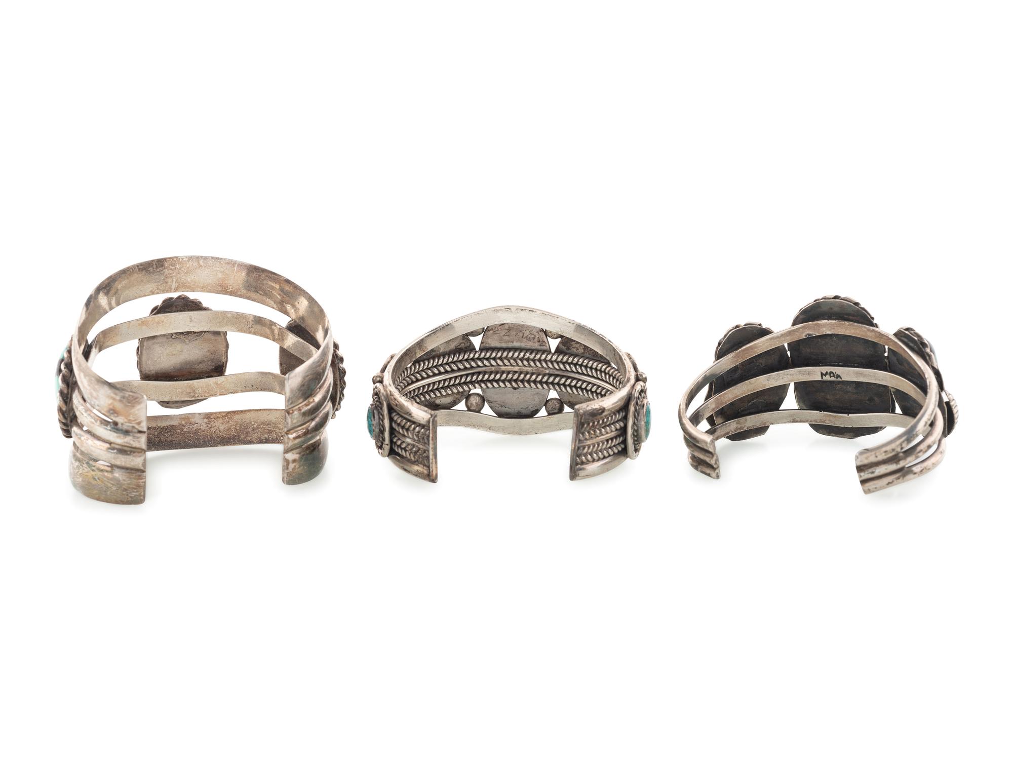 Navajo Silver and Turquoise Cuff Bracelets