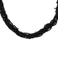 Alex Soldier, Black Spinel, Black Diamond, and Sterling Silver Leaf Motif Beaded Necklace