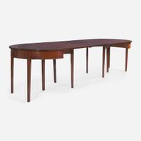 A Federal mahogany two-part demi-lune dining table circa 1800