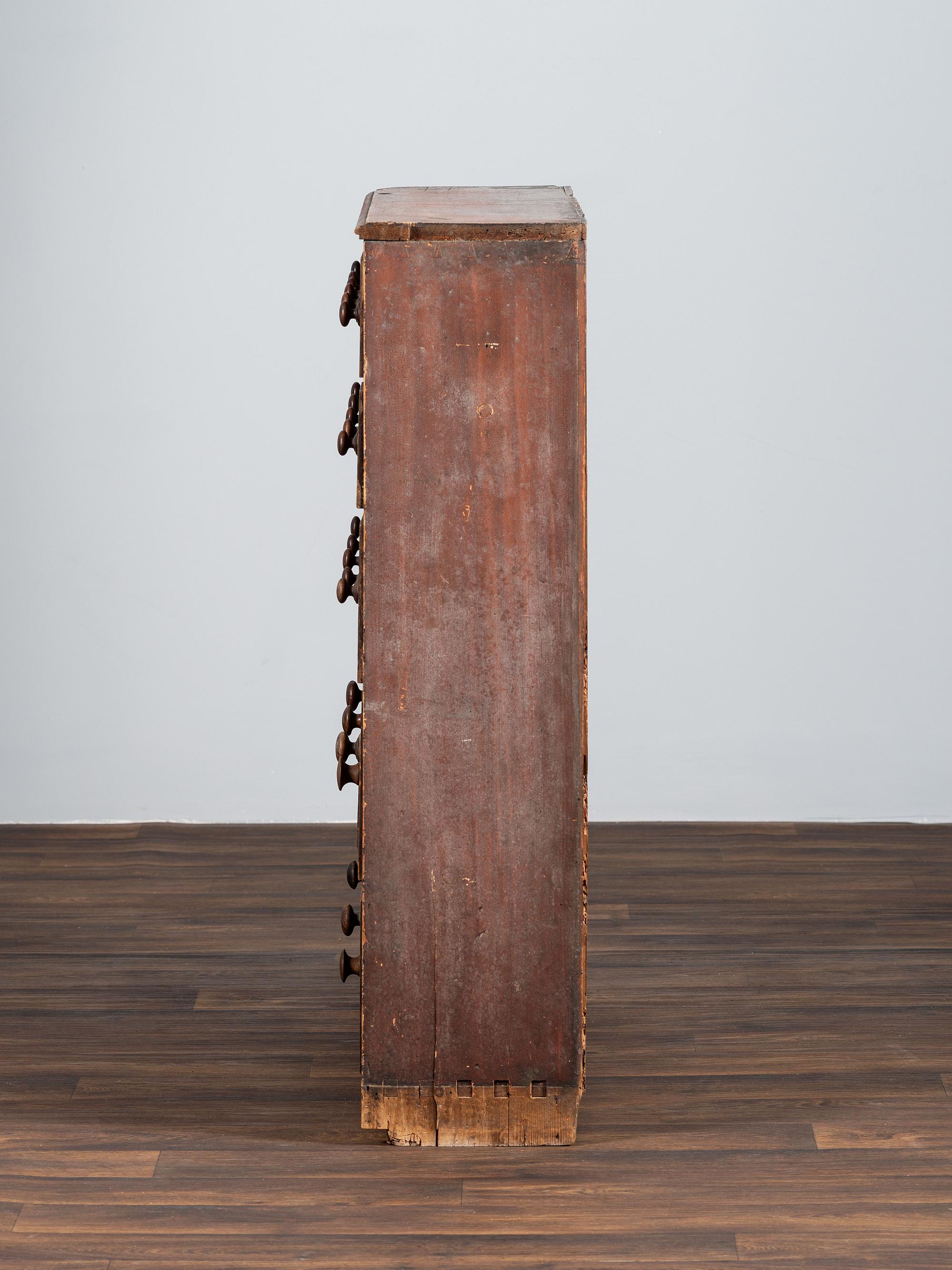 A Country Grain-Painted and Parcel Gilt Pine Apothecary Chest