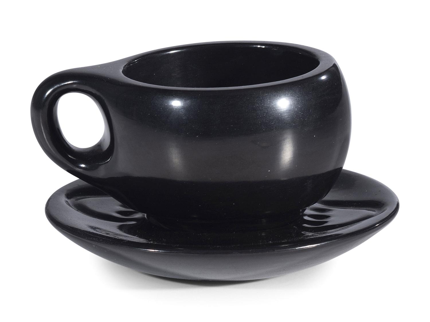 Blackware Pottery Cup and Saucer