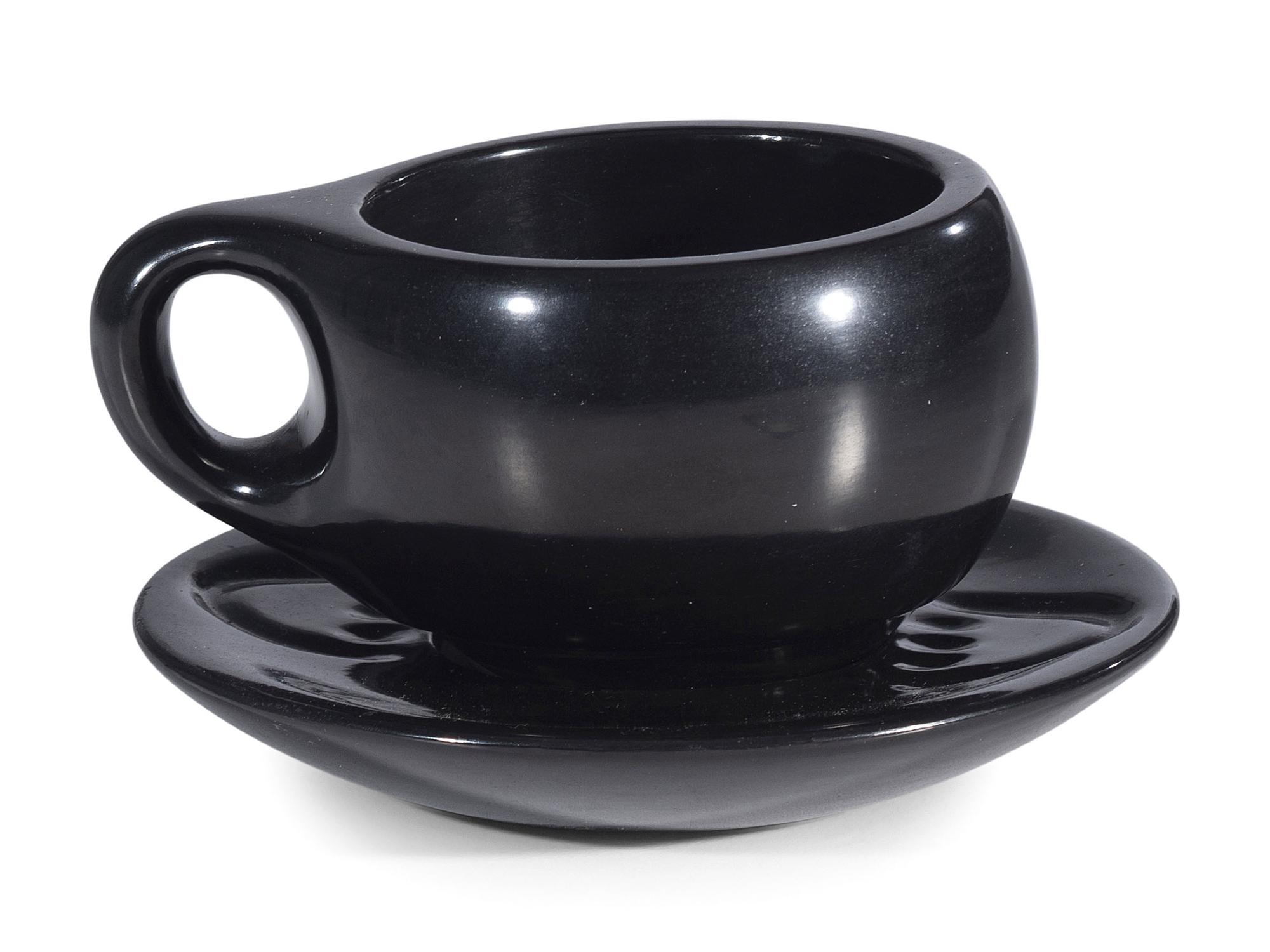 Blackware Pottery Cup and Saucer