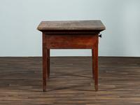 A Red-Stained Pine Two-Drawer Work Table