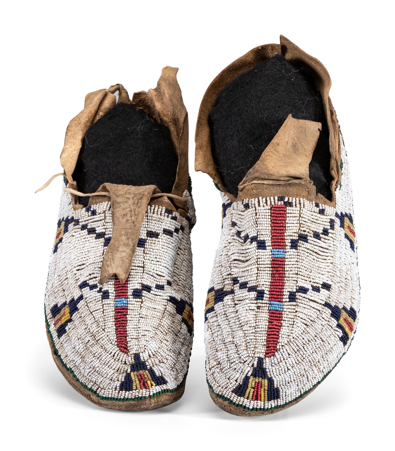 Cheyenne Beaded Hide Moccasins