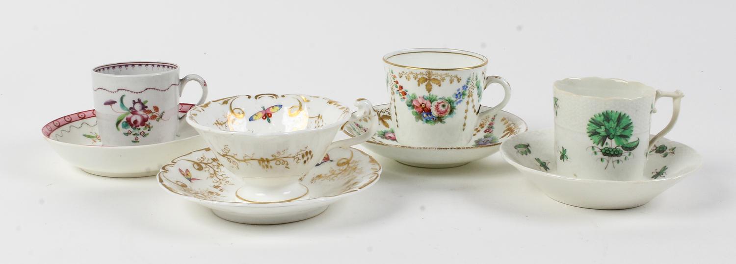A Collection of Teacups and Saucers Height of largest 2 1/2 x diameter 3 inches.