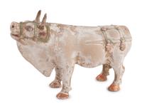 A Pair of Chinese Painted Pottery Figures of Oxen