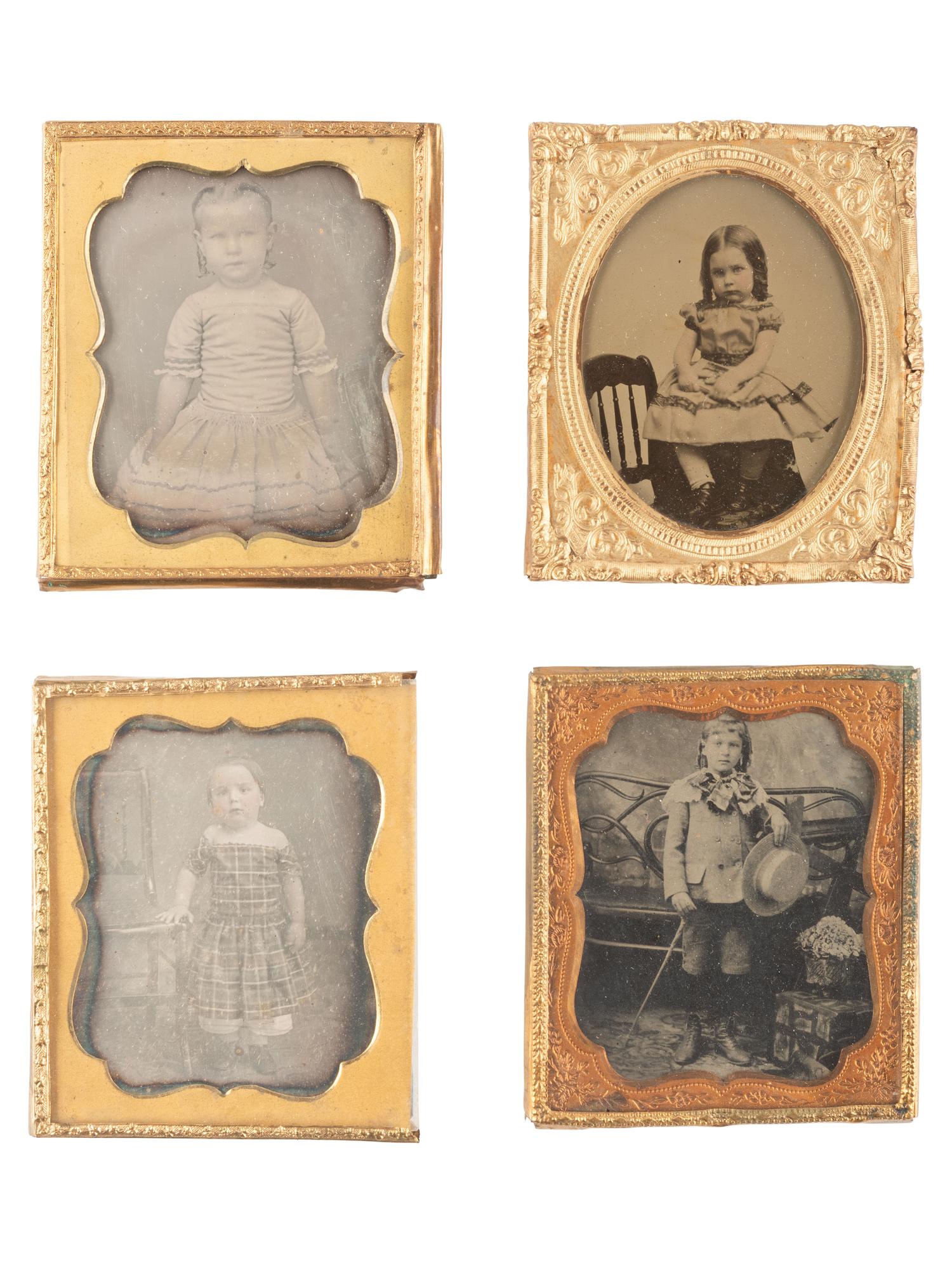 [EARLY PHOTOGRAPHY]. 34 assorted daguerreotypes, ambrotypes, and tintypes featuring children.