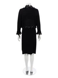 Oscar de la Renta Two-Piece Ensemble: One Cashmere Cardigan and Satin and Wool Dress, Fall 2007