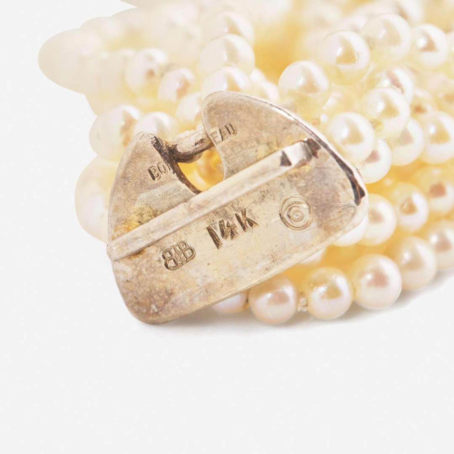A 14K Gold Boris LeBeau Pearl Torsade with Diamonds Boris LeBeau