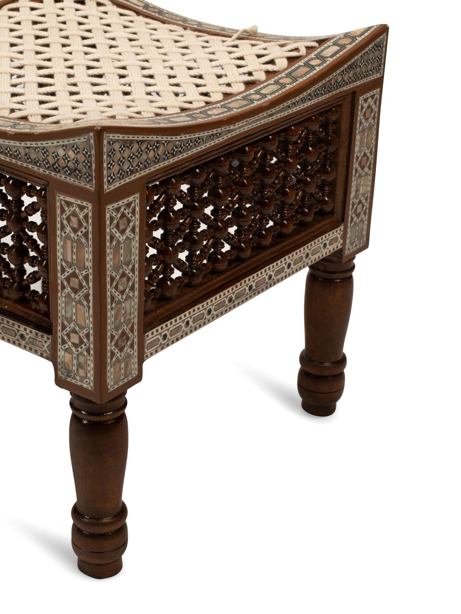 A Set of Four Moorish Style Inlaid Stools