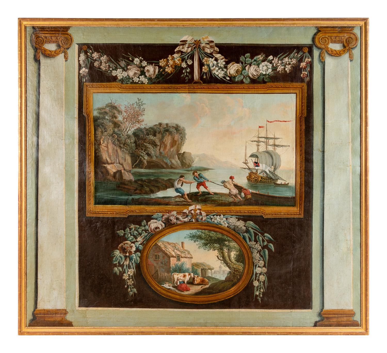Ten French Painted Canvas Panels of Various Ports of France