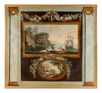 Ten French Painted Canvas Panels of Various Ports of France