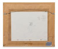 A Mel Blanc Autographed Animation Cel of Sylvester Cat 15 3/4 x 17 3/4 inches overall.