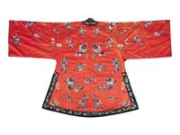 Three Apricot Ground Embroidered Silk Lady's Articles