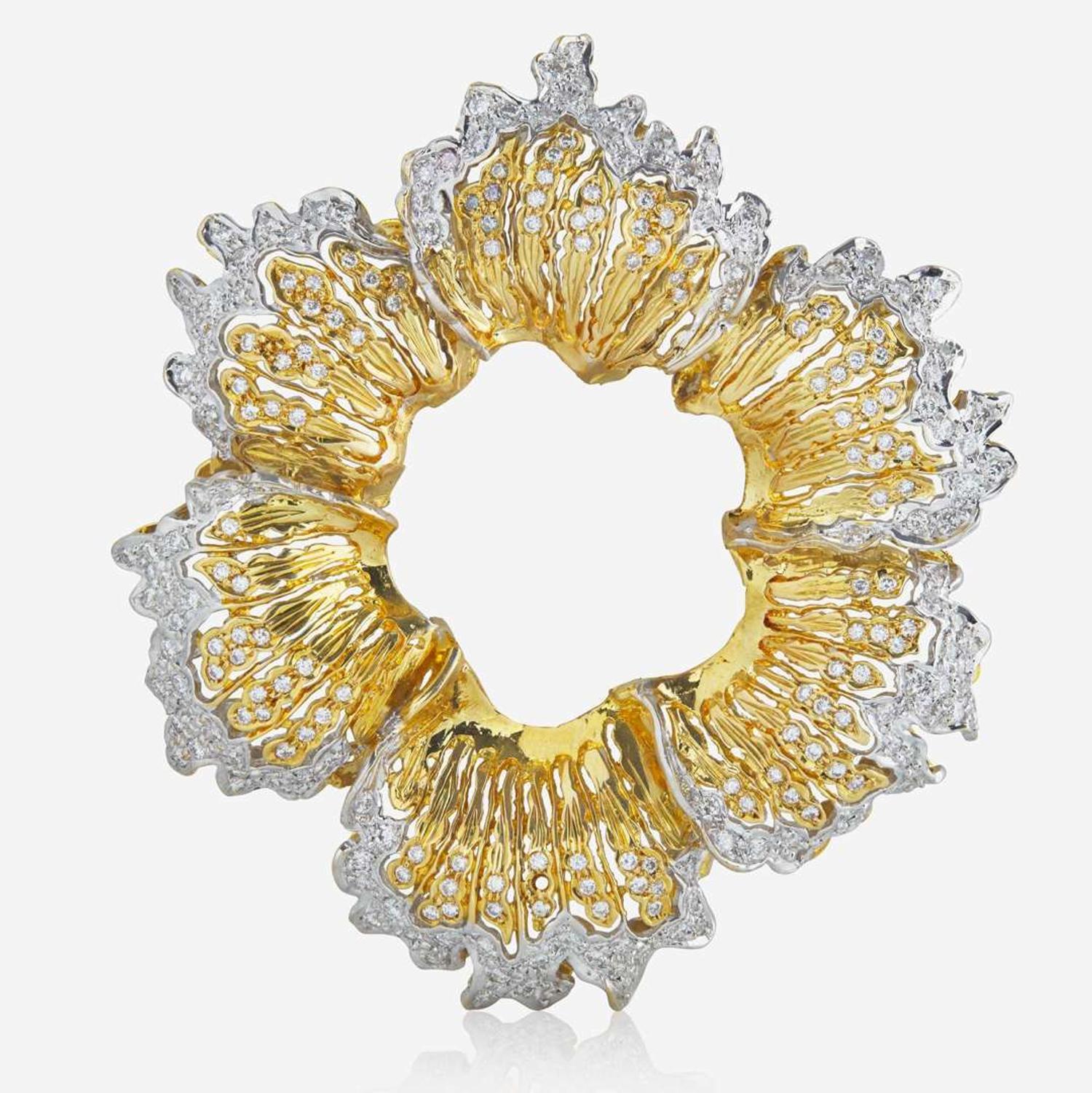 A Two-Tone 18K Gold and Diamond Pendant