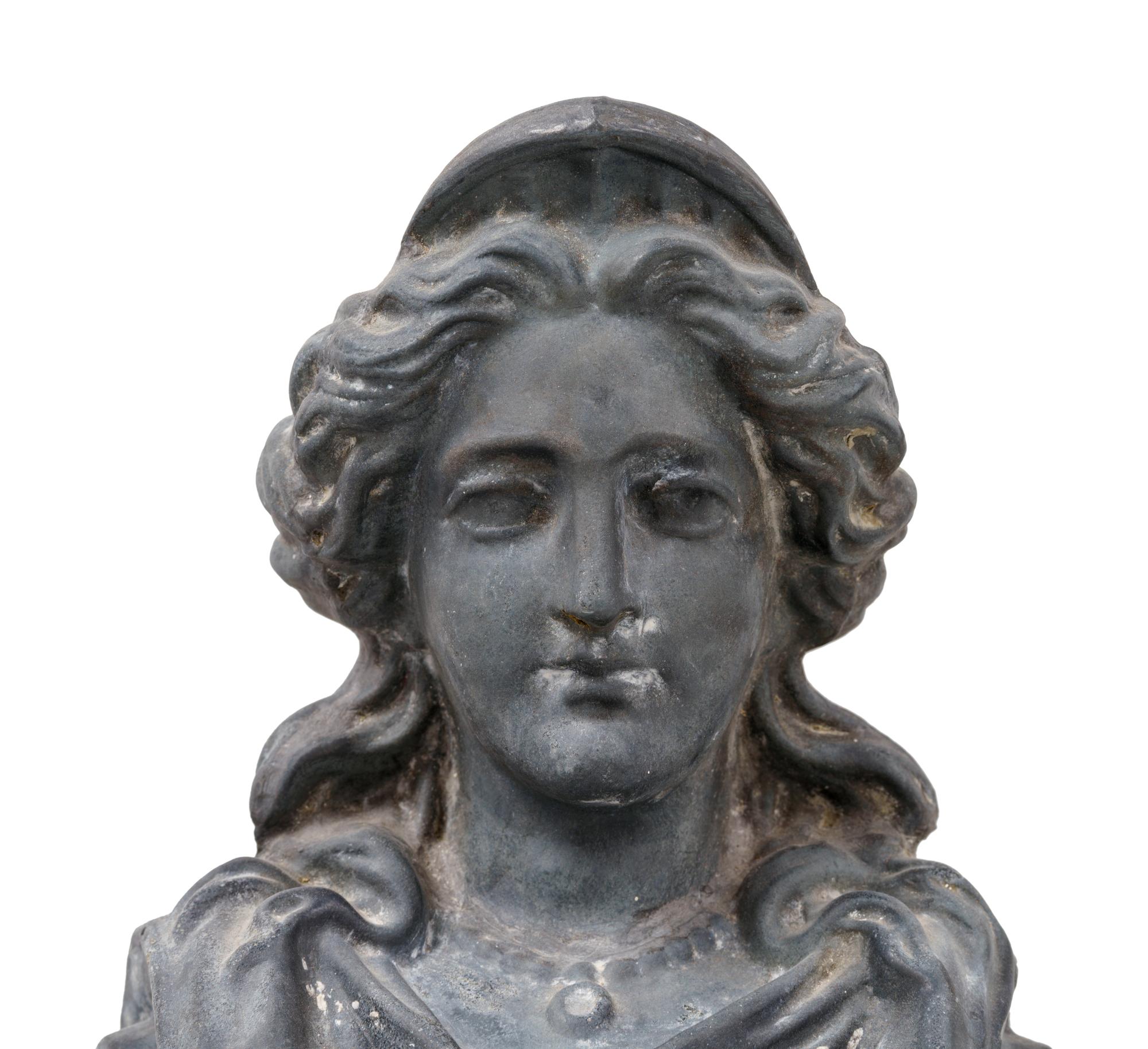 A French Molded Copper Caryatid Figure