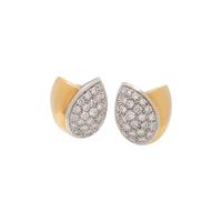 BICOLOR GOLD AND DIAMOND TULIP MOTIF EARCLIPS