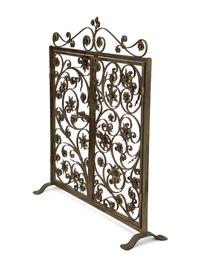 A Pair of Bronze Fireplace Gates from a Maurice Fatio-Designed Palm Beach House