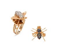 COLLECTION OF YELLOW GOLD BEE JEWELRY
