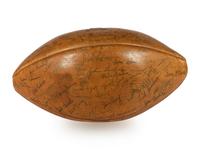 A 1970 Notre Dame Team Signed Autograph Football and Ara Parseghian Signed Large Format Photograph (Beckett Authentication Services BAS Certified)