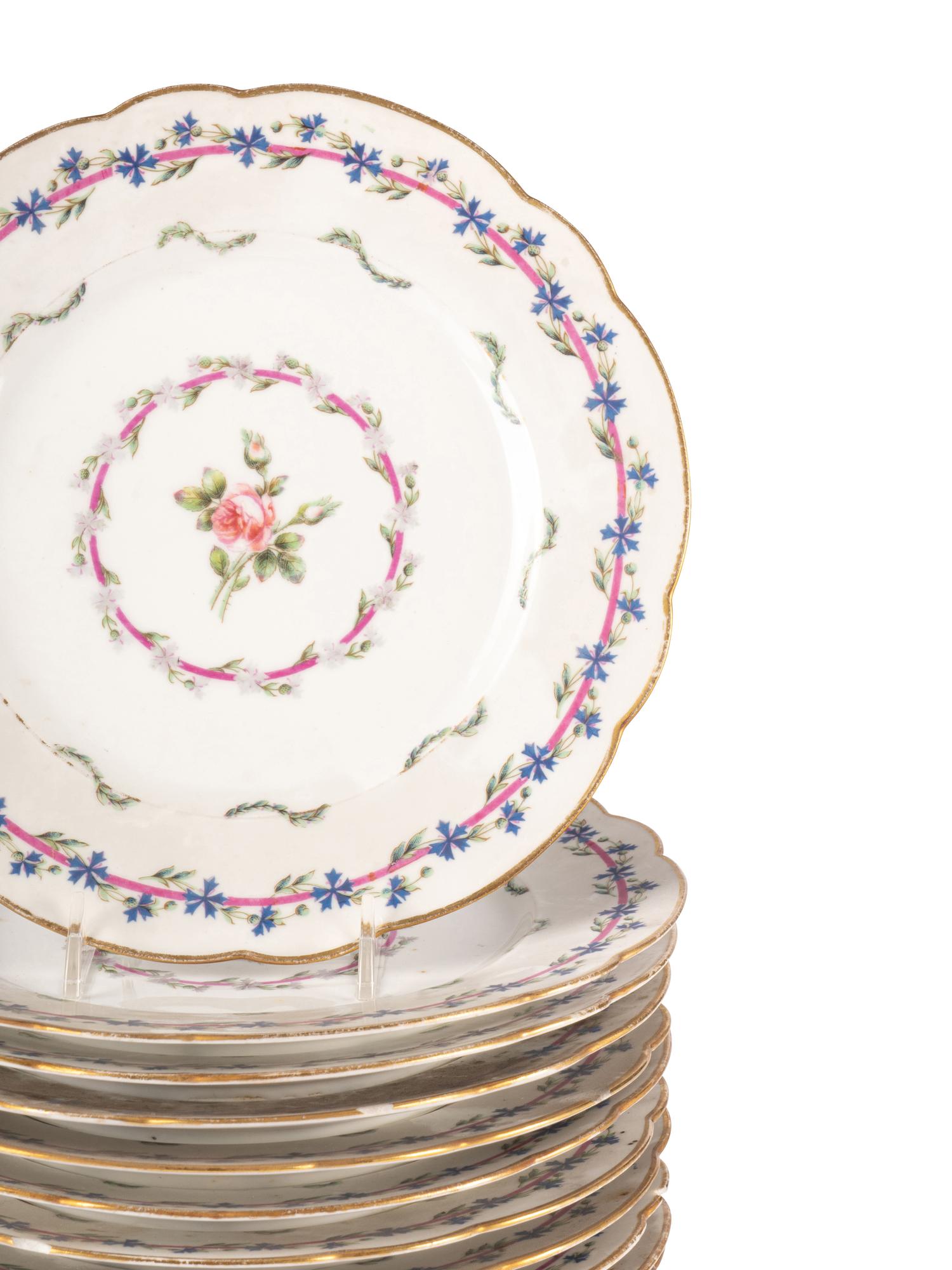 A Delinieres & Co Painted Porcelain Dessert Service